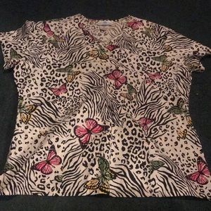 Butterfly Scrub Top Size Large